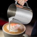Tasse à mousse - non spécifié - 350ml - acier inoxydable - argent - pichet à lait avec graduations Tasse à mousse - non spécifié - 350ml - acier inoxydable - argent - pichet à lait avec graduations