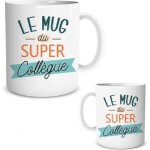 Tasse mug - super collgue - blanc - porcelaine - cylindrique - compatible lave - vaisselle