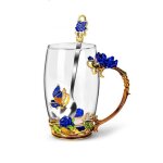 Tasse  th tasse  caf en verre tasse en mail avec cuillre en acier cadeau pour anniversaire nol ...