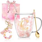 Tasse en verre � double paroi unique - pour caf� et th� expresso cadeau personnalis� anniversaire / no�l ...