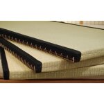 Tatami - acuone - 70x200x55 cm - noir - fabrication artisanale en paille de riz et jonc finement tri� ...