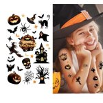 Tatouages phmres halloween sombre enfant noir / orange cuivre mandarine