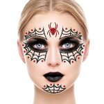 Tatouages �ph�m�res visage paillet� araign�e 20cm noir