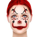 Tatouages Éphémères visage pailleté clown 20cm rouge bordeaux Tatouages Éphémères visage pailleté clown 20cm rouge bordeaux