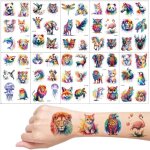 Tatouages temporaires enfants - trahoo - 10 feuilles - aquarelle - animaux - faciles � appliquer - durables ...