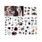 Tatouages temporaires - halloween - 9pcs - impermables - autocollants - araignes et toiles