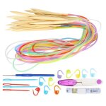 Tbest aiguille � double pointe 18pcs aiguille circulaire double pointe tube de couleur bambou outil de ...