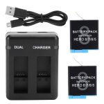 Batterie de camra vido - tbest - ahdbt - 501 - 2x 1220 mah - chargeur usb - compatible gopro hero 5 ...