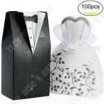 Td lot de 100 pcs bote  drages mariage cadeau invits - 50 pcs jeune mari noir + 50 pcs marie blanc, ...