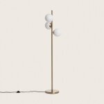 Lampadaire mtal et verre moonlight brass round 3 spots dor