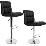 Tectake lot de 2 tabourets de bar tony cadre en acier chrom - noir
