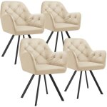 Chaises - tectake - lot de 4 fauteuils lucia pivotants à 180° rembourré en velours motif matelassé 58 ... Chaises - tectake - lot de 4 fauteuils lucia pivotants à 180° rembourré en velours motif matelassé 58 ...