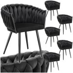 Chaises - tectake - lot de 6 fauteuils de salle  manger astano en velours design nou avec pieds fin ...