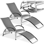 Bain de soleil - tectake - chaise longue 2 en 1 bascule avignon pliable 4 positions en textil�ne d�perlant ...