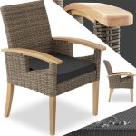 Chaise de jardin - tectake - chaise en rotin rosarno avec accoudoirs et pieds en bois tressage à l'aspect ... Chaise de jardin - tectake - chaise en rotin rosarno avec accoudoirs et pieds en bois tressage à l'aspect ...