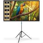 Tectake - �cran de projection cinema avec tr�pied pliable 16:9 4k hd 72 pouces - blanc