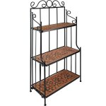 Meuble support pour plante - tectake - etagre de jardin plantes et fleurs en mtal et mosaque 61 x ...