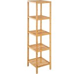 tagre de salle de bain - tectake - colonne sur 5 niveaux paola avec pieds antidrapants - marron