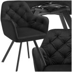 Chaise - tectake - fauteuil lucia pivotant  180 en velours rembourr motif matelass - noir