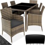 Salon de jardin - tectake - ensemble dtente repas d'extrieur porto 6 personnes encastrable rsistant ...