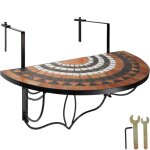 Table de jardin - tectake - table pliante terrasse suspendue mosaque 76 x 65 x 57, 5 cm - terracotta ...