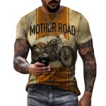 Tee shirt homme - 3d moto vintage tshirt homme manche courte - r�tro biker - jaune
