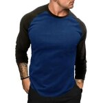 Tee shirt manche longue homme col rond casual t shirt manche longue homme sport regular fit - bleu marine ...