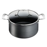 Tefal faitout 24cm 5l + couvercle en verre unlimited premium gris