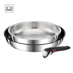 Tefal�ingenio preference lot 3 pi�ces po�les 24 / 28�cm + poign�e amovible empilable acier inoxydable ...
