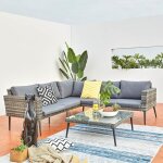 Tefari salon de jardin bas - r�sine et acier 5 places