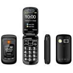 Tlphone mobile senior  clapet - marque - double cran lcd - bouton sos - noir - sonnerie ultra forte ...