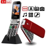 T�l�phone portable senior artfone � clapet avec grandes touches et grand ecran de 24 pouces