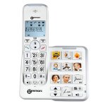 Téléphone senior sans fil amplifié touches mémoire photo répondeur geemarc blanc Téléphone senior sans fil amplifié touches mémoire photo répondeur geemarc blanc
