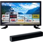 Pack antarion tv led 21. 5 54cm smart tv camping 12v + barre de son compacte