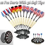 Tempsa lot de 12 flchettes  pointe souple avec 12 ailettes 36 pointes pour cible eectronique