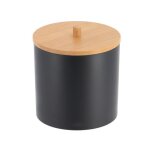 Boite a coton et coton tiges ps noir couvercle bambou - noir bambou - tendance Boite a coton et coton tiges ps noir couvercle bambou - noir bambou - tendance