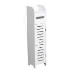 Meuble rserve et drouleur de papier wc en bois blanc - tendance - 18x18xh80cm - 1 tagre - 1 porte ...