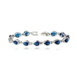 Bracelet - 3ri42m - saphir bleu - or blanc plaqu 18k - zircon cristal autrichien - 17 cm