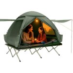 Tente de camping 2 personnes - sobuy - 193x145x185 cm - vert - 4 en 1 - sac de transport avec roues