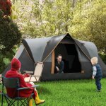 Tente de camping pour 5 � 6 personnes robuste et imperm�able avec entr�e fen�tre et sac de transport ...