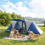 Tente de camping double couche tunnel familiale 4 - 5 personnes 2 chambres et s�jour pour 12 personnes ...