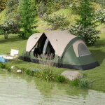 Tente de camping familiale 6 - 8 pers. double toit �tanche de 3 000 mm l�g�re ventil�e facile � monter ...