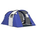 Tente de camping - outsunny - 2 chambres pour 4 personnes imperm�able 3000mm sac de trans - polyester ...