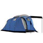 Tente de camping tunnel - outsunny - 4 personnes imperm�able 3000mm s�jour spacieux double couche - polyester ...