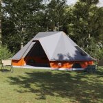 Tente de camping vidaxl tente tipi familiale tipi gris et orange 680 x 430 x 270 cm