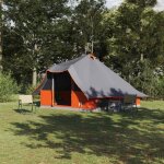 Tente de camping vidaxl tente tipi avec toit gris et orange 358 x 296 x 258 cm taffetas