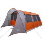 Tente familiale de camping - vidaxl - 576x325x213 cm - gris et orange - polyester - r�sistant � leau ...