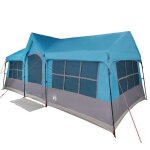 Tente familiale pliable - vidaxl - 622x295x238 cm - bleu et gris - imperm�able - r�sistant aux uv - polyester ...