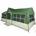 Tente familiale pliable - vidaxl - 622x295x238 cm - vert et beige - imperm�able - r�sistant aux uv - ...
