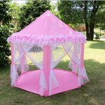 Tente de jeu enfant ch�teau princesse disney - forme hexagonale - rose - 135cm x 140cm